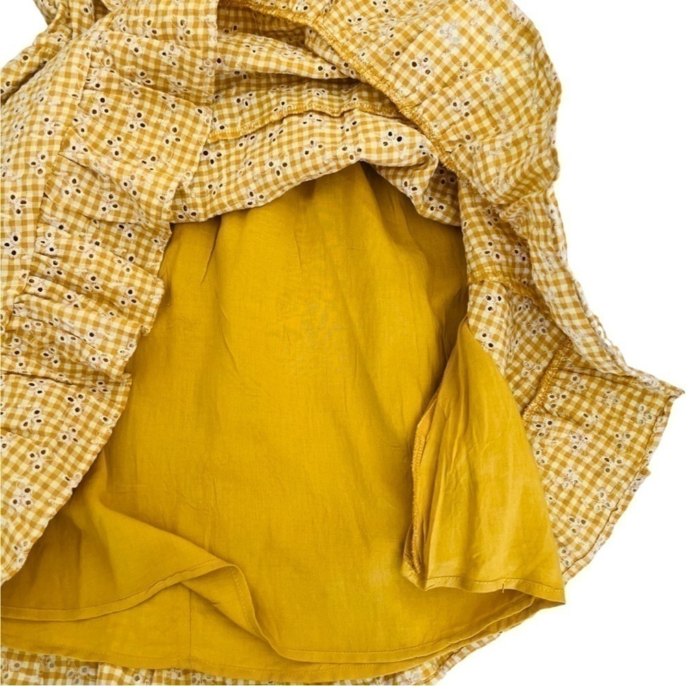 Storia Gingham Yellow Prairie Dress eyelet ruffle - Picture 7 of 9